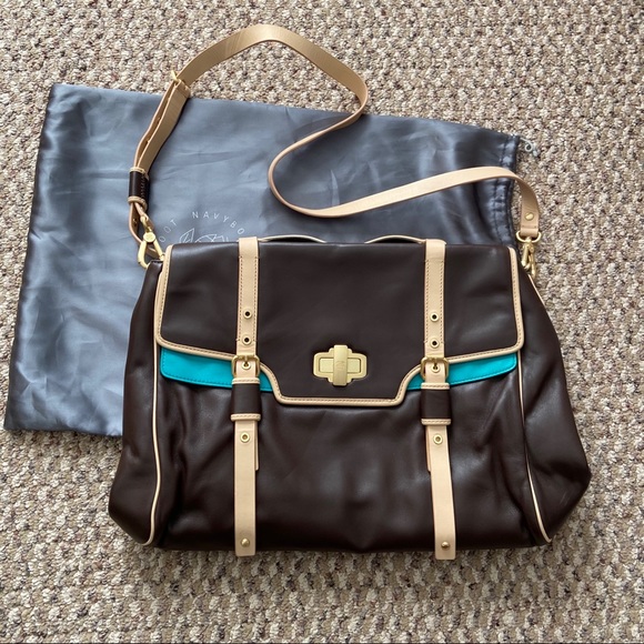 Navyboot | Leather Satchel with Turquoise Accent - Picture 1 of 16